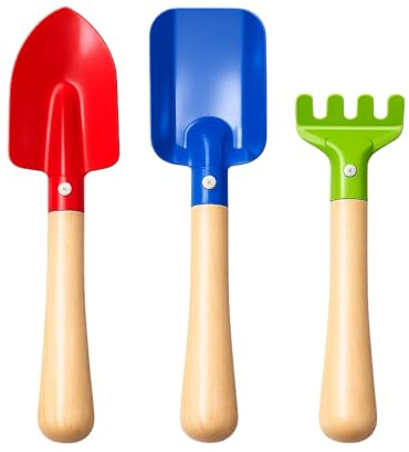 FERRY JOUETS Set de 3 Outils de Jardin Mini en Métal Colorés – Kit de Jardinage pour Enfant