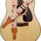 Music First Gitarrengurt Rosa Multiflora in Cream, gepolstert, weiche Baumwolle und echtes Leder, Banjo-Gurt