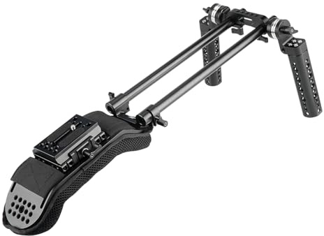 NICEYRIG 15mm Shoulder Pad Rig Support System Kit with QR Baseplate 15mm Rod Clamp Rosette Handle Grips for DSLR DV Video Camera Camcorder