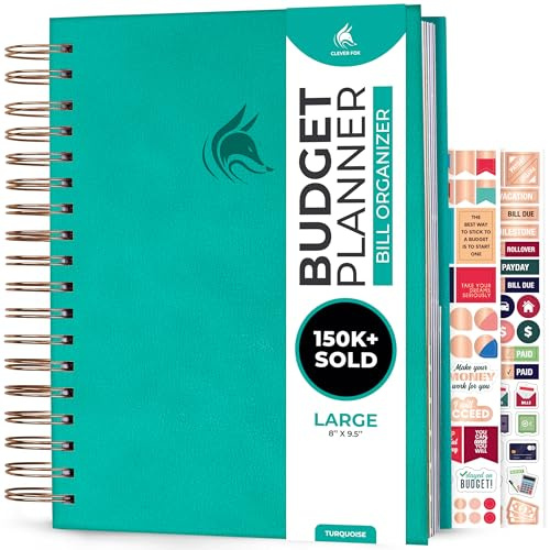 Clever Fox Budget Planner & Monthly Bill Organizer, Large Turquoise