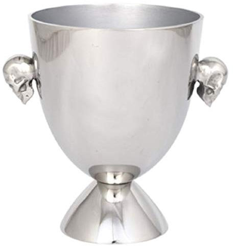 Casa Padrino Secchiello per Il Ghiaccio in Alluminio Teschio Argento Ø 15 x H. 20 cm - Raffreddatore di Vino - Raffreddatore di Champagne con 2 Manici - Accessori Gastronomia