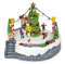Villaggio di Natale innevato con Pista di pattinaggio TONDA e Pattinatori in Movimento su Laghetto, paesaggio con Luci LED e Musica Babbo Scenario Natalizio Parco Giochi Carillon 23x24x19cm