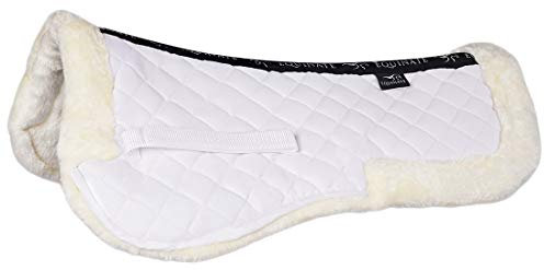Equinate gepolstertes Sattelpad Sidney mit synthetischem Lammfell Pferd Pony S Weiß
