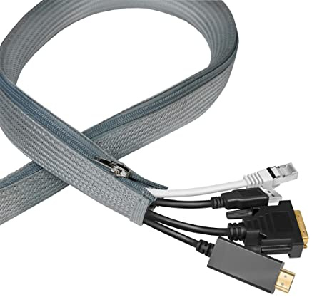 LogiLink KAB0071 - Kabelschlauch mit Reißverschluss zum Schutz der Kabel und für eine aufgeräumte Optik, Ø20 mm, 1m, grau
