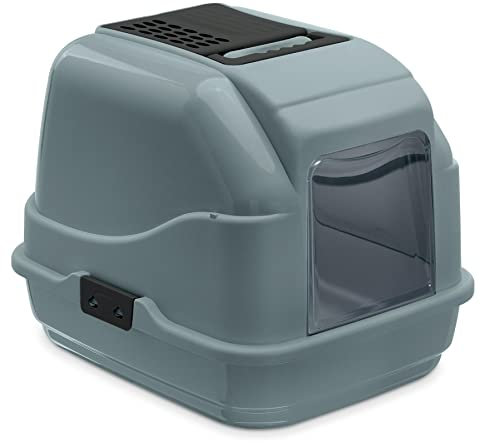 Recycling Katzentoilette Katzenklo Haubentoilette Easy Cat mit Filter und Schaufel Grau