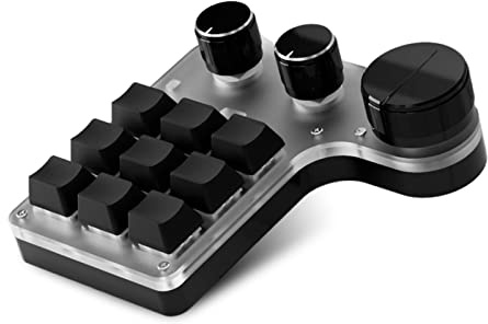 Sanpyl One Handed Mechanical Keypad, 9 Programmable Keys 3 Knobs, Dual Mode USB/Bluetooth Gaming Keyboard for PC