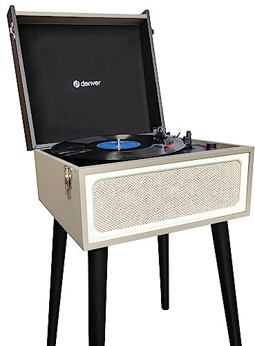 Denver Platine Vinyle Vintage Bluetooth - Enceintes Intégrées - Tourne Disque - 3 Vitesses - 33/45/78 - Arrêt Automatique - VPR250