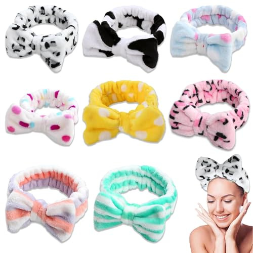 CZAYEFNH 8 Pezzi Fasce per Capelli Bowknot per Trucco, Fiocchi Avvolgimenti in Pile Corallo per Sport, Bagno, Doccia e Cura della Pelle