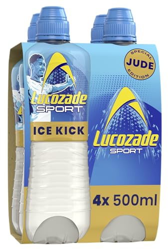 Lucozade Sport Ice Kick, Jude Bellingham Edition, 4x500ml, Isotonic sports drink with electrolytes and vitamin B3 | Still | Bursting with flavour