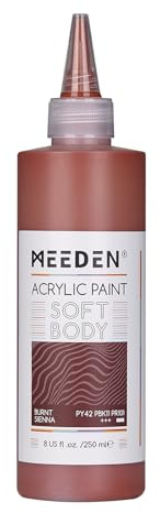 MEEDEN Mjuk Akrylfärg: Bränd Sienna 250ml Akrylfärg i Ergonomisk Flaska - Flytande Konstfärger för Konstnärer och Dukmålning