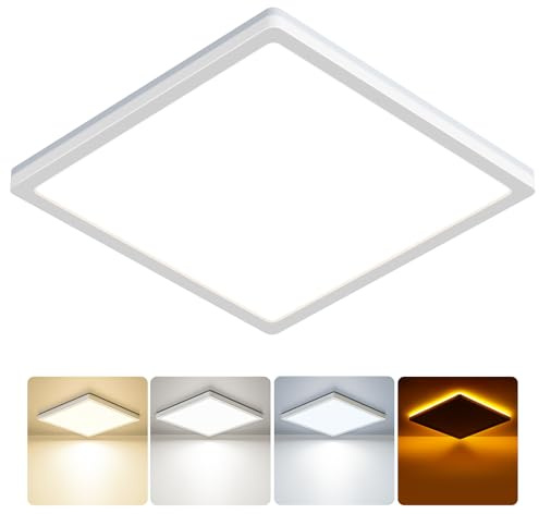 BLNAN 18W LED Ceiling Light with Night Light, 1800LM 3000K/4000K/5000K, 22CM Waterproof Bathroom Light, Square Flush Ceiling Light for Kitchen Bedroom Hallway Porch Living Room, White