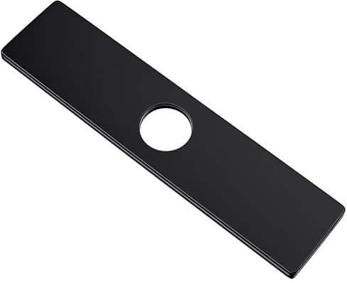 Kitchen Faucet Sink Hole Cover, Deck Plate Escutcheon, 10 Inch 1 Hole Long Rectangle Cover Plate, Plumbing Covers Plates for Kitchen Bathroom Vanity Sink Faucet Mat Stainless Steel, Matte Black