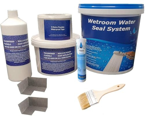 Nassboards Waterproof Tanking Kit System WSK for Wetrooms, Bathrooms, Kitchens and Waterproofing – Perfect for Wet Zones, Tiling Showers, Preventing Moisture – 8m Complete Tanking Kit