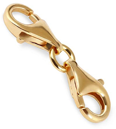 My-Bead Kettenverschluss 925 Sterling Silber 18K Gold Doppelkarabiner 19mm für Ketten Armbänder Ersatz & Reparatur Karabinerverschluss DIY Schmuckzubehör