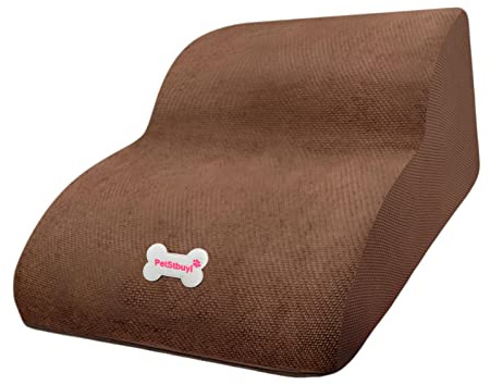 perfk Escalones de Espuma para Mascotas para Perros y Gatos pequeños, Escalera de rampa portátil para sofá, sofá y Escalada de Cama Alta, Soporte de peldaño, CAFÉ