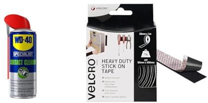 WD-40 Specialist Contact Cleaner Spray - Precision Electronic Cleaning Solution for Switches & VELCRO Brand Heavy Duty Stick On Tape Cut-to-Length Industrial Extra Strong Double Sided Hook