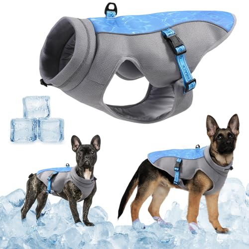 Chaleco refrescante TOPSOSO para Perros, Camiseta refrescante con protección UV y arnés Transpirable para Uso al Aire Libre – Ropa de Verano para Perros pequeños