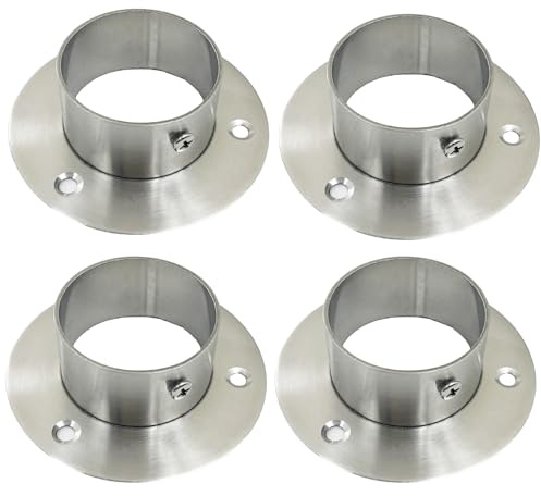 Yuqim Confezione da 4 basi rotonde per pali in acciaio inox, resistenti per ringhiere, staffe di ancoraggio per pali per recinzioni, supporti per tubi rotondi (51 mm, argento)