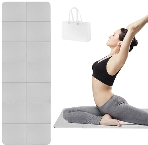 Travel Yoga Mat Foldable Yoga Mat Non Slip Portable Gym Mats for Women Men Supportive Exercise Mat for Fitness, Training, Pilates, Stretching, Workout