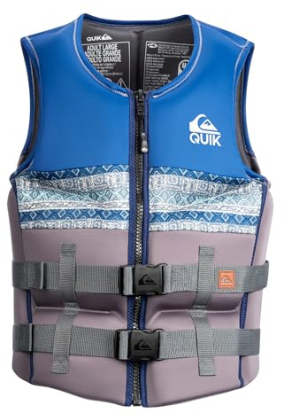 QUIKSILVER Men's Life Vest, USCG and Transport Canada Approved PFD, Evoprene CGA Life Jacket, Personal Flotation Device for Jet Skiing Wakeboarding Rafting Sailing Surfing Boating - L