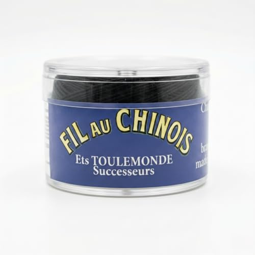 Bobine De FIL AU CHINOIS en Lin à Coudre 30 Mètres/N°40 - NOIR - Idéal Surpiqures, Jeans et Cuir, Coutures solides, Boutons, Bricolage, Maquette, Tissus Epais, Bijouterie Fantaisie