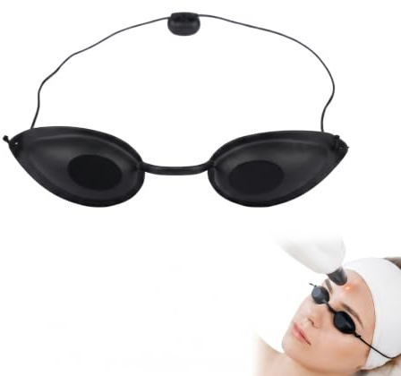 DBCEJF Gafas de Protección Láser y Rayos UVA para Solarium, Gafas Depilación Láser de Silicona con Diseño Ergonómico y Banda Elástica Ajustable, Protección Ocular Infrarrojos y UV, Negro Mate