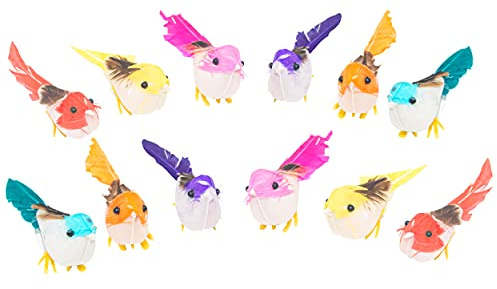 Warmtree 48 Pcs Artificial Simulation Feather Mini Decorative Fake Birds for Craft Home Ornaments Garden Wedding Decoration Embellishing, Random Color