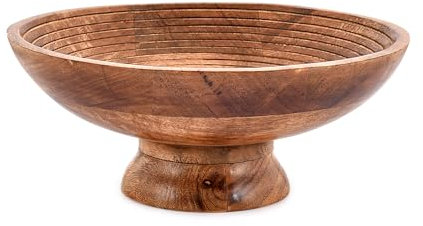 Indus Lifespace Obstschale aus Mangoholz, runde Servierschale für Obst, Dessertplatte, Tablett, Küche, Esszimmer, Obst, Dessert, Snack (30,48 x 30,48 x 12,7 cm)