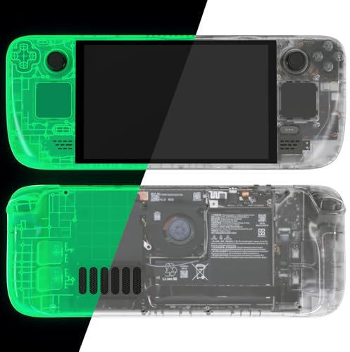 eXtremeRate Cover Custodia Tasti Pulsanti per Steam Deck OLED,Scocca Case Frontale Posteriore Trackpad DIY Ricambio per Steam Deck OLED Console(Senza Console)-Trasparente Illuminare