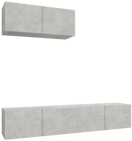 Helloshop26 Ensemble de Meubles Armoire Buffet TV télévision Salon Chambre séjour 3 pièces Bois d'ingénierie Gris 02_0024498