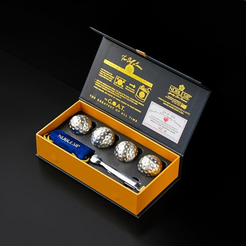 NobleSip Whiskey Bourbon Chilling Golf Steel Balls 𝗣𝗥𝗘𝗠𝗜𝗨𝗠 ice Set. Easily chill Drinks, Cocktails, Beer, Wine, with no Dilution and no impurities. Summer New Gift for Sports Players and Fans