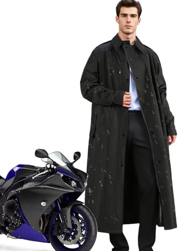 TyCylKu Manteau de pluie long | Veste de pluie imperméable longue protection contre la pluie | Veste coupe-vent réutilisable pliable Trench Coat Équipement d'extérieur pour femmes et hommes, Noir, XL