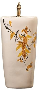 Lavandino a piedistallo Lavandino da bagno con piedistallo, lavabo in ceramica monoblocco con rubinetto e scarico