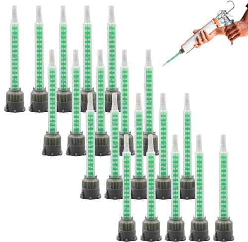 WYRGQIQN 20 Pezzi Ugello per Miscelazione a Resina Epossidica Miscelatore Statico 2K per Colla Bicomponente con Attacco a Baionetta 1,5mm Tubo Trasparente per Adesivi e Sigillanti Industriale