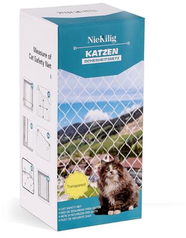 NieKilig Filet Chat Balcon, Barriere Chat sans Perçage, Grille pour Chat Fenêtre, pour Terrasses, Fenêtres, Lucarnes, Porte (2x3m.)