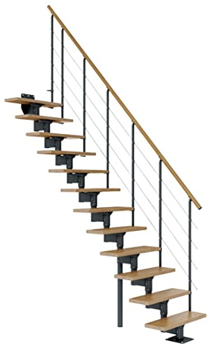 DOLLE Boston Treppe mit Mittelholm, 228–300 cm, 70-cm-Stufen, gerader Lauf