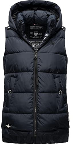 MARIKOO Damen warme Winter Steppweste mit Kapuze Zarinaa Navy Gr. XXL