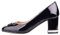 Verocara Women's Mid Chunky Heel Ornament Decoration Genuine Leather Evening Dress Court Shoes Pumps Black Genuine Patent Leather H 7 UK