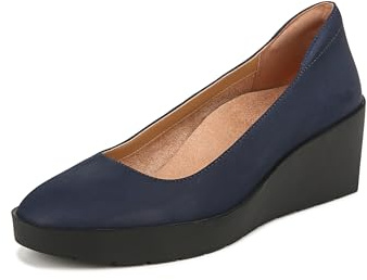 Vionic Women's Wedge Heel Sereno Shoes with Arch Support Wide Fit, Marina Militare, 7 UK Wide