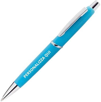 PENNE PERSONALIZZATE CON STAMPA A COLORI UV, PENNE IN PLASTICA (50 PEZZI, AZZURRO)