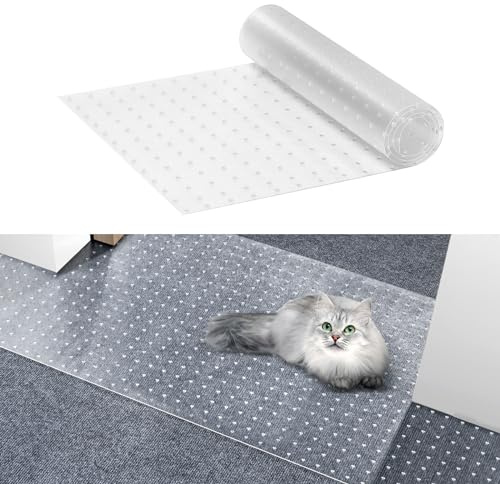 VEVOR Protector de Alfombra para Mascotas, a Prueba de Arañazos para Puerta, Protector de Alfombra Antideslizante para Gatos, Tapón de Plástico Fácil Cortar, 1097 x 380 x 5,7 mm, 3,84 m², Transparente