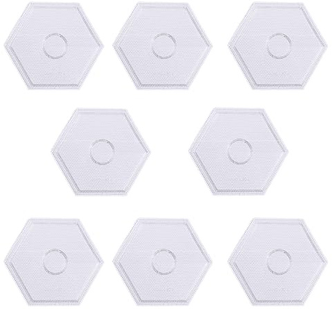 Hoshisea 8 Pièces Plaque de Perles Enfichables, Plaques Enfichables Transparentes, Plaque Modèle de Perles à Repasser, Convient aux Modèles de Puzzle (Hexagone)