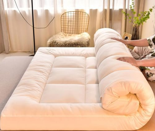 Materassi giapponesi King Size, coprimaterasso in gel e memory foam per letto matrimoniale, traspirante, futon, materasso da pavimento (200x220cm Cammello)