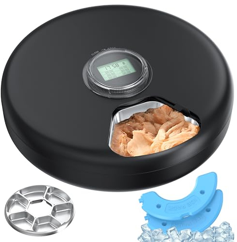Dispenser Crocchette Gatto Umido: Distributore Cibo Gatti Automatico - Dosatore Crocchette per Gatti senza Fili - Distributore di Cibo per Cani Timer - con Ciotola in Acciaio Inossidabile