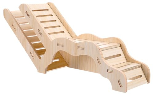 HJZHI Cachette polyvalente pour hamster et tunnel d'exploration, maison de hamster avec échelle d'escalade en bois pour gerbilles, hamsters, petits accessoires pour animaux de compagnie (style B)