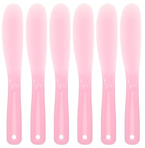 Ymapinc Face Mask Brush, 6 Pcs Make Up Spatula, Reusable Pink Face Mask Applicator Tool, Plastic Cosmetic/Makeup Spatulas, Skin Beauty Skincare Spatula, Applicator for Cream Mixing, Jar Scraping
