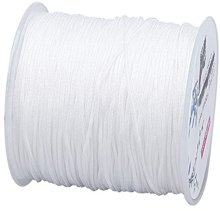 PH PandaHall 109 Yards (100m) 1mm Nylon Mano de Punto Cuerda Hilo de Cuentas para Bricolaje Collar, Pulsera, artesanía, joyería, Blanco