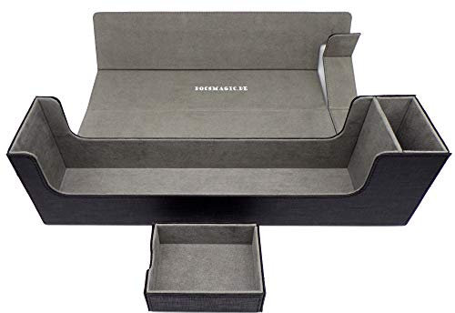 docsmagic.de Premium Magnetic Tray Long Box Black Large - Card Deck Storage - Kartenbox Aufbewahrung Transport Schwarz