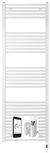 Électrique Radiateur Serviettes 1775h X 600 (L) Blanc Droit, avec Commande, Radiateur Sèche-serviettes Électrique, Elektrobadheizkörper
