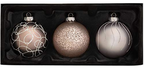 WeRChristmas Glaskugeln, grau, 3-Piece